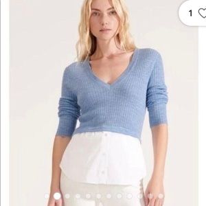 Veronica Beard Lydia Mixed Media V-Neck Pullover sz XL NWT sweater shirt